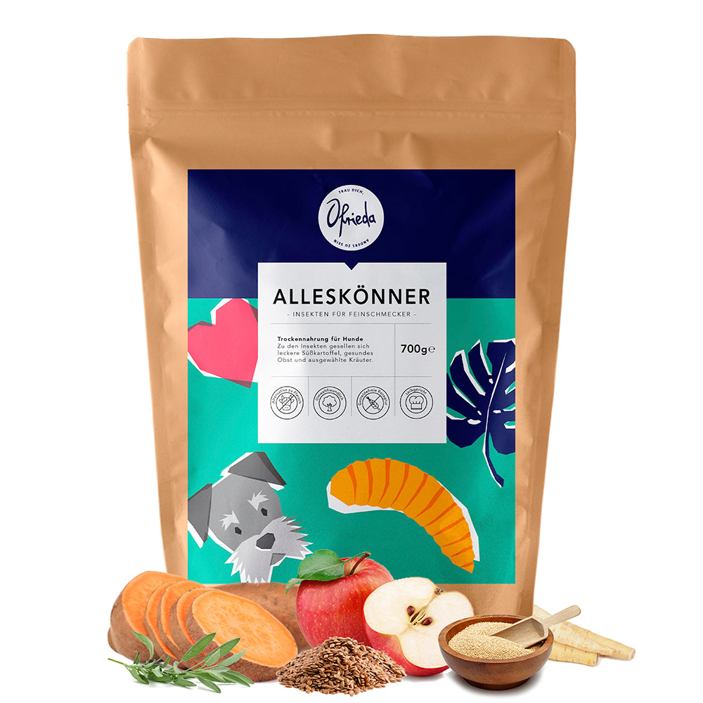 Nourriture pour chiens aux insectes "Alleskönner" 700 g. Nourriture aux insectes de Ofrieda